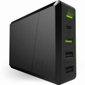 Ladegerät GreenCell Power Source USB-C Power Delivery USB Ultra Charge 2xUSB Smart Charge 75W Black 